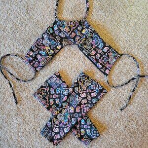 Holographic Paisley Underboob Halter Top + Matching Arm Sleeves